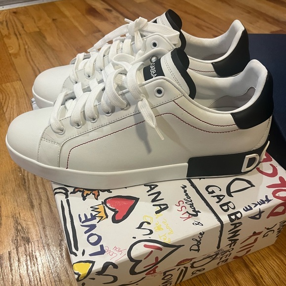 Dolce and Gabbana Men’s Portofino Two Tone Leather Sneakers - Picture 3 of 10